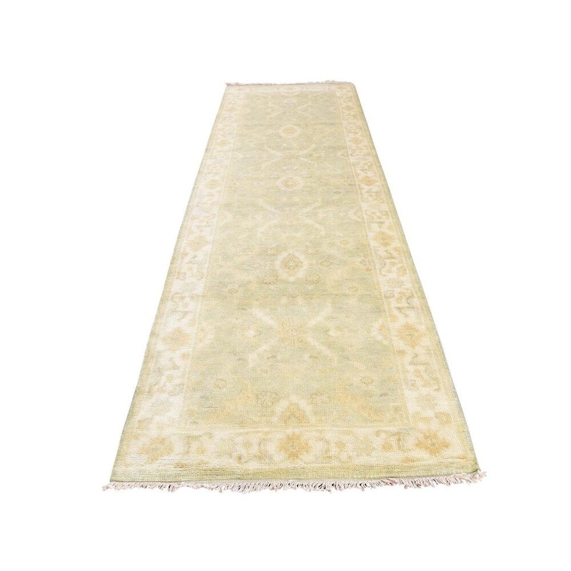 Shahbanu Rugs Hand Knotted Pure Wool Washed Out Oushak Runner Oriental Rug (3'0" x 10'2") - 3'0" x 10'2"