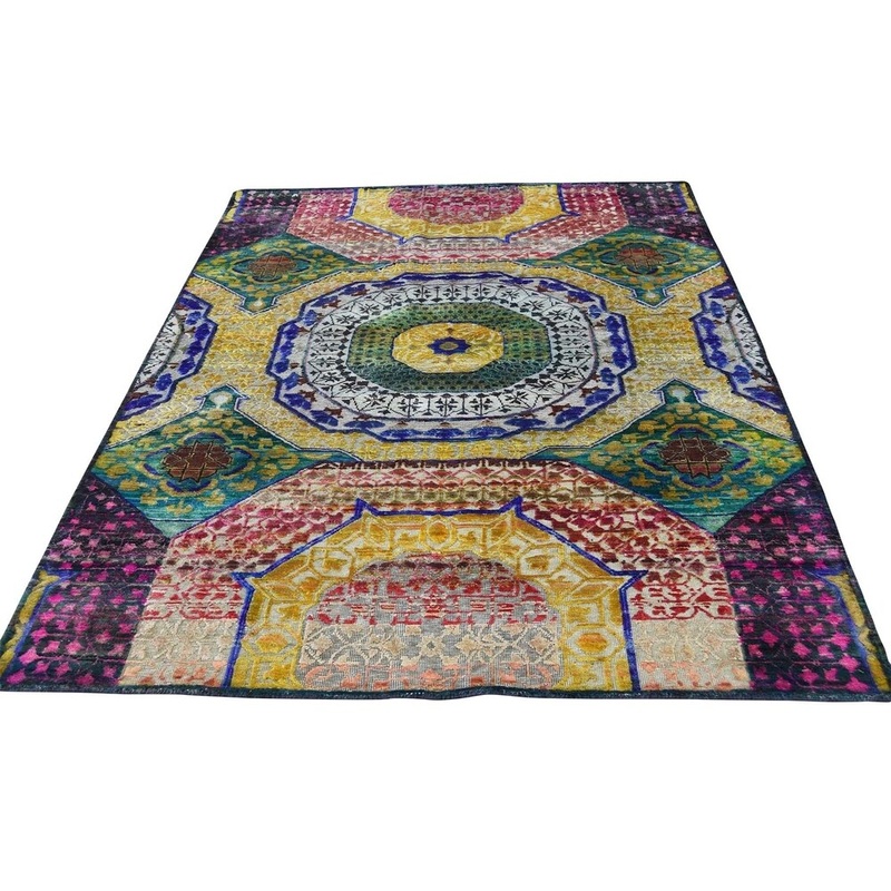 Shahbanu Rugs Hand Knotted Sari Silk with Oxidized Wool Mamluk Design Oriental Rug (4'0" x 6'0") - 4'0" x 6'0"