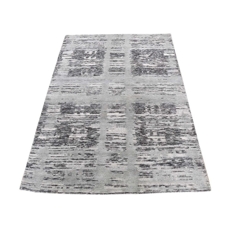 Shahbanu Rugs Hand Spun Undyed Natural Wool Modern Oriental Hand-Knotted Rug (3'1" x 5'1") - 3'1" x 5'1"