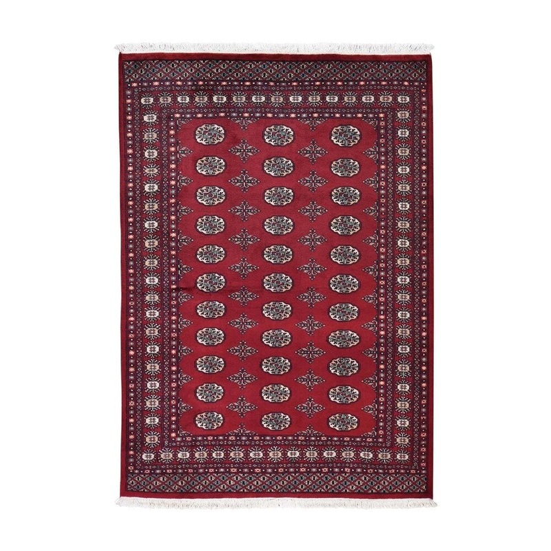 Shahbanu Rugs Pure Wool Mori Bokara Elephant Feet Design Hand-Knotted Oriental Rug (4'9" x 6'9") - 4'9" x 6'9"