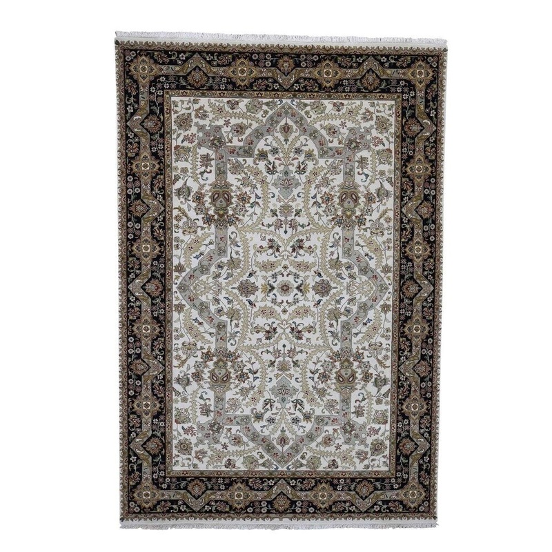 Shahbanu Rugs Tabriz Design Hand-Knotted 300 Kpsi New Zealand Wool Oriental Rug (6'0" x 9'0") - 6'0" x 9'0"