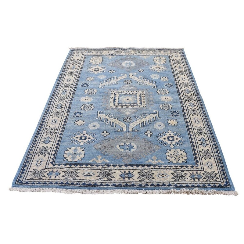 Shahbanu Rugs Vintage Look Kazak Pure Wool Hand-Knotted Oriental Rug (3'5" x 4'8") - 3'5" x 4'8"