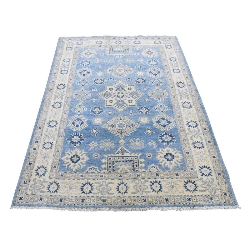 Shahbanu Rugs Vintage Look Kazak Pure Wool Hand-Knotted Oriental Rug (4'0" x 5'9") - 4'0" x 5'9"