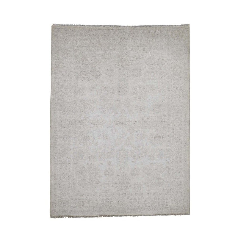 Shahbanu Rugs Washed Out Peshawar Hand-Knotted Pure Wool Oriental Rug (5'1" x 6'10") - 5'1" x 6'10"
