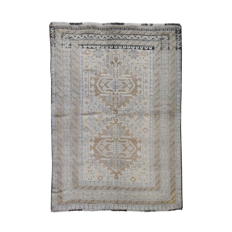 Shahbanu Rugs Washed Out Pure Wool Afghan Baluch Hand-Knotted Oriental Rug (5'3" x 7'5") - 5'3" x 7'5"