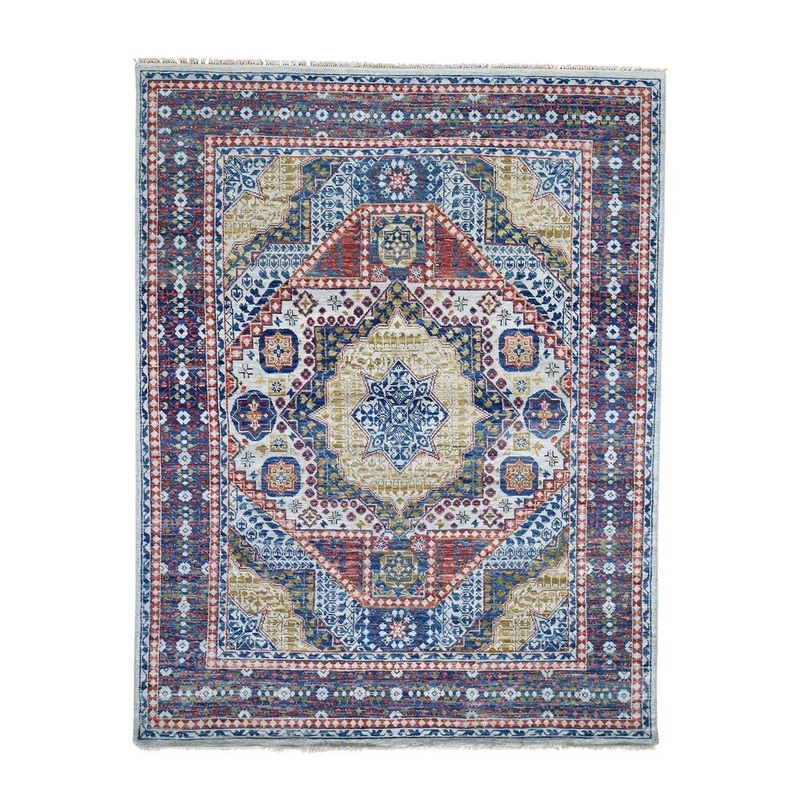 Shahbanu Rugs Colorful Mamluk Design Veg Dyes Hand Spun Pure Wool Oriental Rug (8'0" x 10'3") - 8'0" x 10'3"