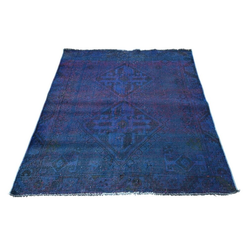 Shahbanu Rugs Hand Knotted Vintage Overdyed Persian Shiraz Oriental Rug (3'7" x 4'10") - 3'7" x 4'10"