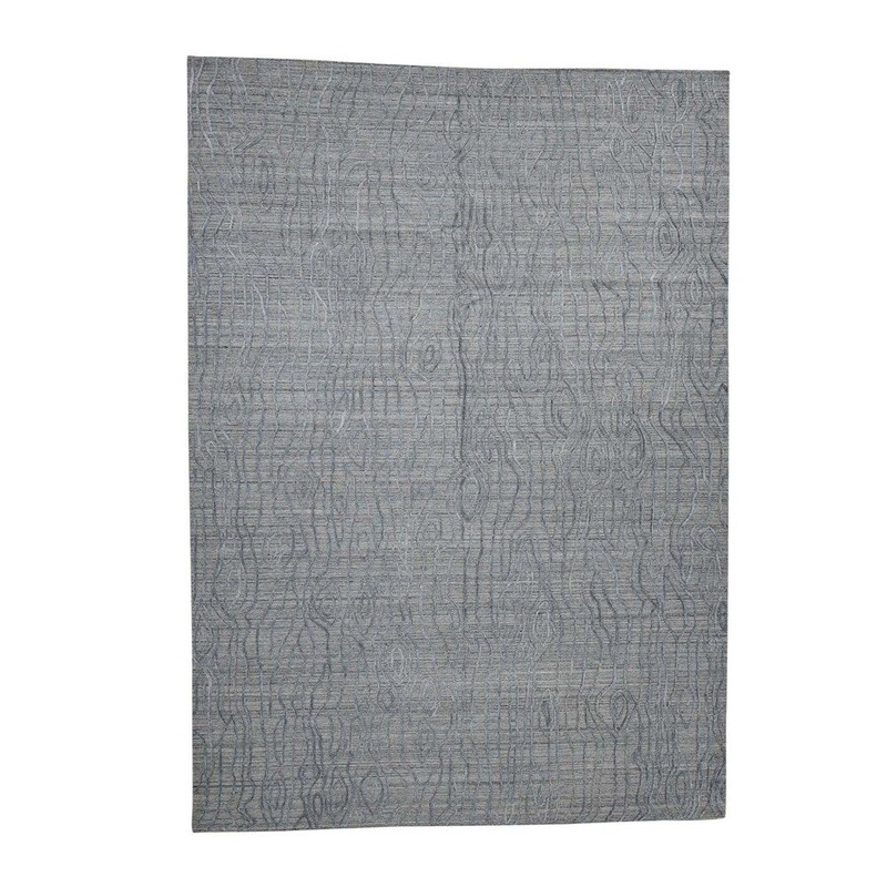 Shahbanu Rugs THE TREE BARK Hand-Loomed Hi-Lo Pile Pure Wool Oriental Rug (9'0" x 12'4") - 9'0" x 12'4"
