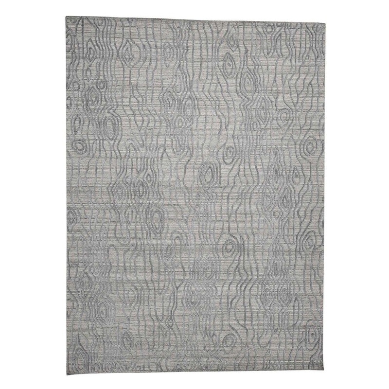 Shahbanu Rugs THE TREE BARK Hand-Loomed Hi-Lo Pile Pure Wool Oriental Rug (9'1" x 12'6") - 9'1" x 12'6"