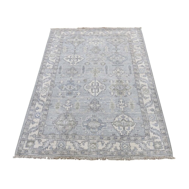 Shahbanu Rugs Washed Out Peshawar With Karajeh Design Hand-Knotted Oriental Rug (3'1" x 4'9") - 3'1" x 4'9"
