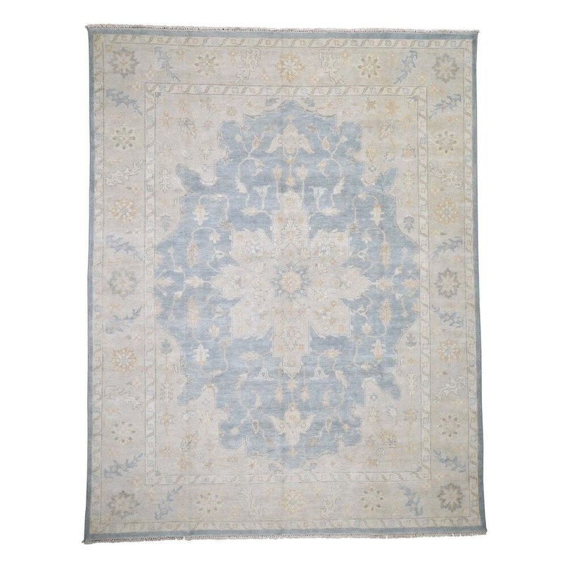 Shahbanu Rugs Washed Out Super Oushak Pure Wool Hand-Knotted Oriental Rug (9'2" x 11'7") - 9'2" x 11'7"