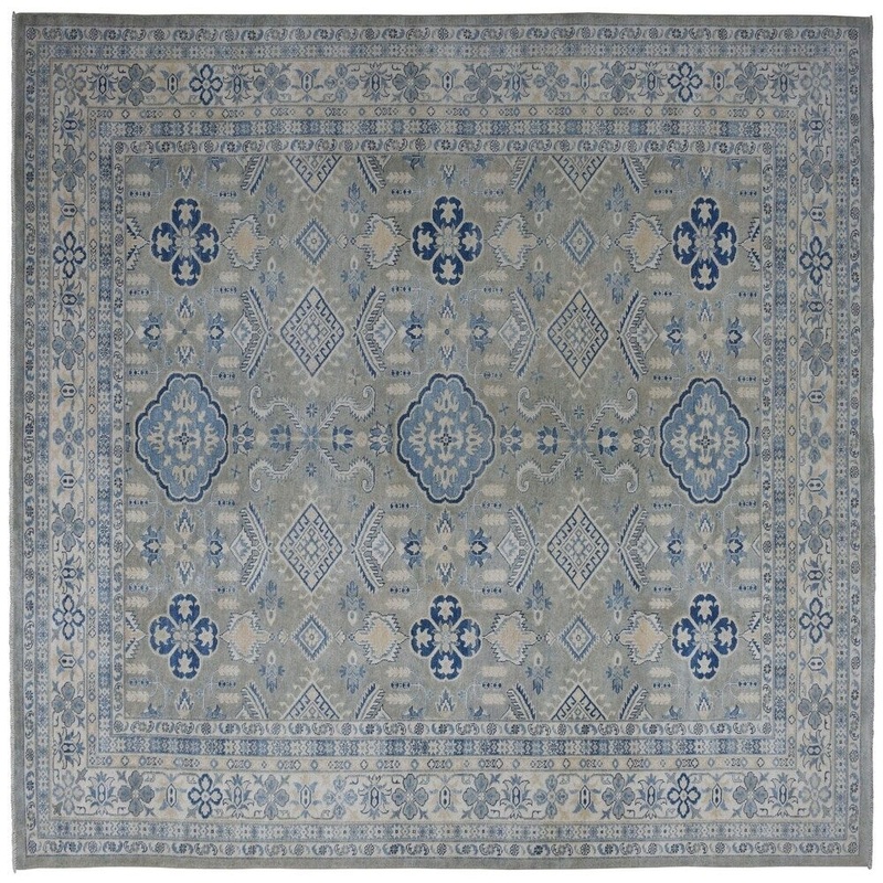 Shahbanu Rugs Gray Vintage Look Kazak Pure Wool Hand-Knotted Oriental Rug (8'5" x 12'0") - 8'5" x 12'0"
