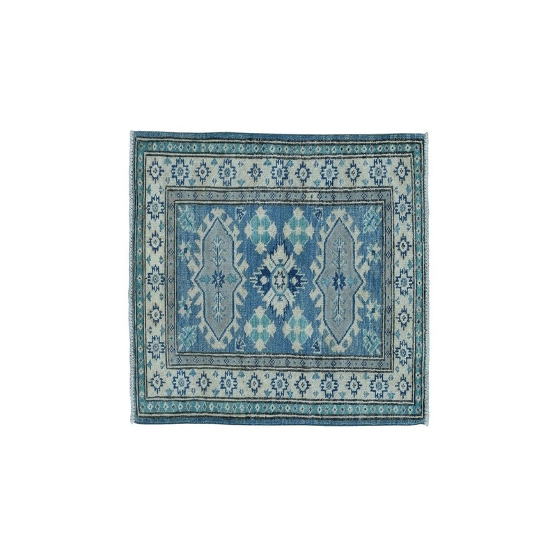 Shahbanu Rugs Hand-Knotted Pure Wool Vintage Look Kazak Oriental Rug (2'0" x 3'1") - 2'0" x 3'1"