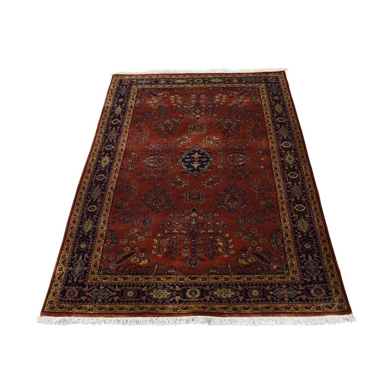 Shahbanu Rugs Hand Spun New Zealand Wool 300 Kpsi Sarouk Design Oriental Rug (4'1" x 6'0") - 4'1" x 6'0"