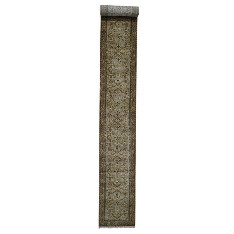 Shahbanu Rugs Tabriz Design Hand-Knotted 300 Kpsi New Zealand Wool XL Runner rug (2'8" x 22'4") - 2'8" x 22'4"