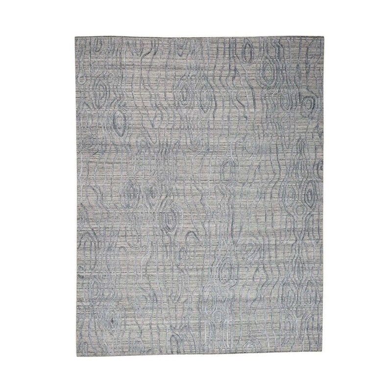 Shahbanu Rugs THE TREE BARK Hand-Loomed Hi-Lo Pile Pure Wool Oriental Rug (8'2" x 10'3") - 8'2" x 10'3"
