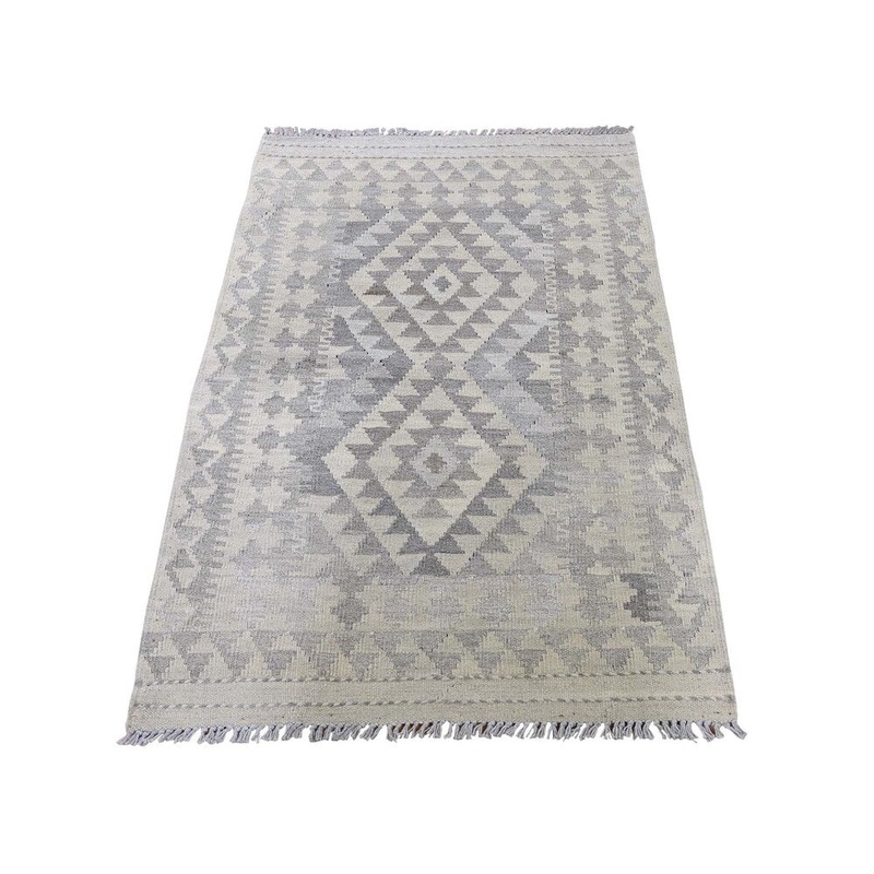 Shahbanu Rugs Undyed Natural Wool Afghan Kilim Reversible Hand Woven Oriental Rug (2'6" x 4'0") - 2'6" x 4'0"