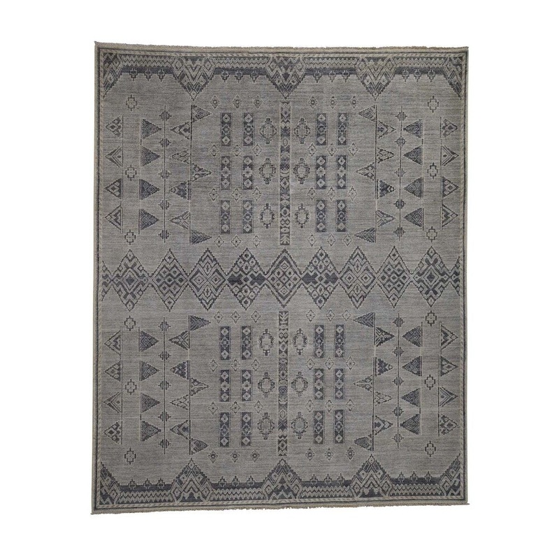 Shahbanu Rugs Undyed Natural Wool Southwestern Peshawar Berber Motif Influence Rug (8'1" x 9'10") - 8'1" x 9'10"