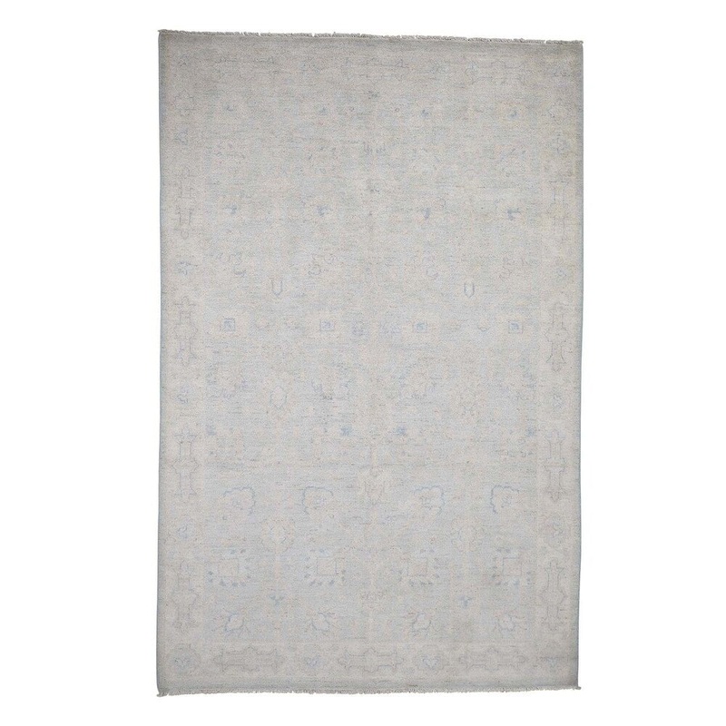Shahbanu Rugs Washed Out Peshawar Hand-Knotted Pure Wool Oriental Rug (6'0" x 9'1") - 6'0" x 9'1"