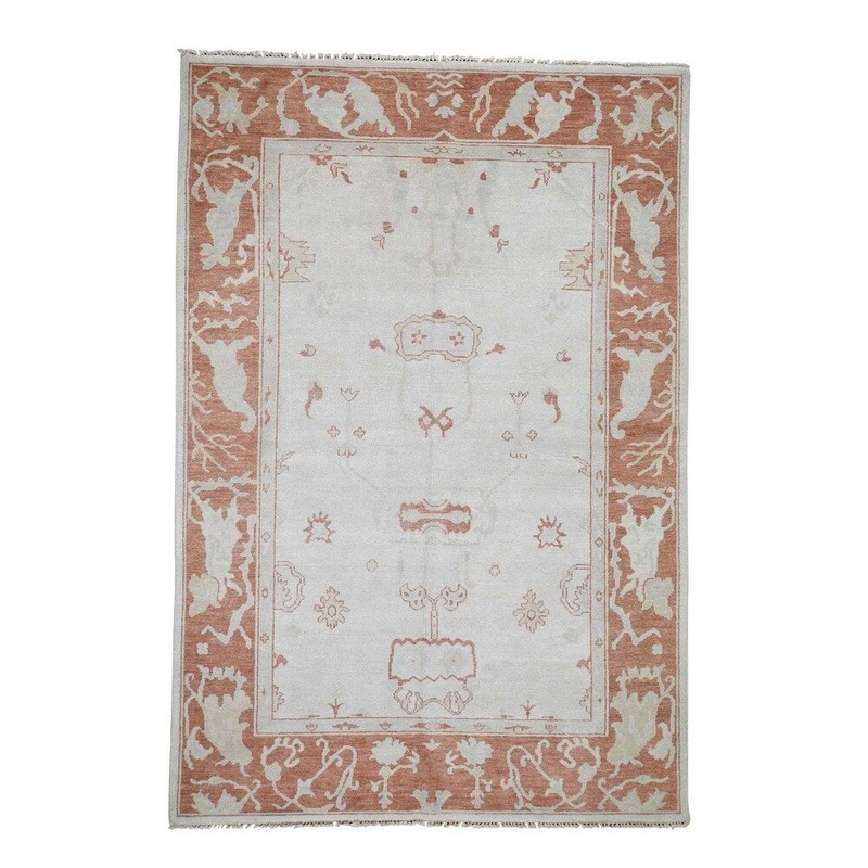 Shahbanu Rugs Washed Out Super Oushak Pure Wool Hand-Knotted Oriental Rug (6'1" x 9'0") - 6'1" x 9'0"