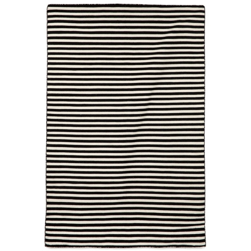 Petite Stripe Black Outdoor Rug