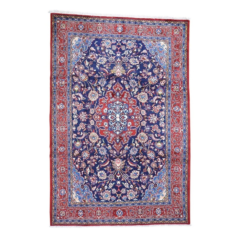 Shahbanu Rugs Blue New Persian Pure Wool Mahal Hand-Knotted Oriental Rug (7'1" x 10'6") - 7'1" x 10'6"