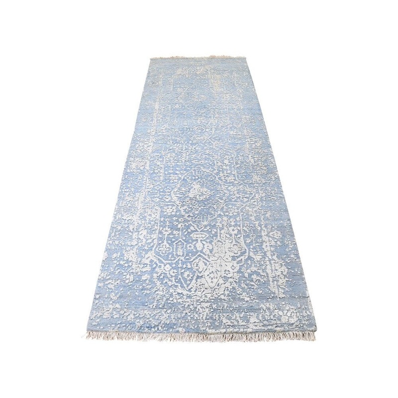Shahbanu Rugs Broken Persian Design Runner Wool And Pure Silk Oriental Rug (2'8" x 8'1") - 2'8" x 8'1"
