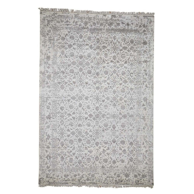 Shahbanu Rugs Broken Tabriz Mahi Design Wool And Silk Blend Hand-Knotted Rug (6'2" x 9'7") - 6'2" x 9'7"