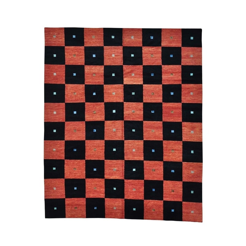 Shahbanu Rugs Checkerboard Design Peshawar Gabbeh Handmade Oriental Rug (8'1" x 9'10") - 8'1" x 9'10"