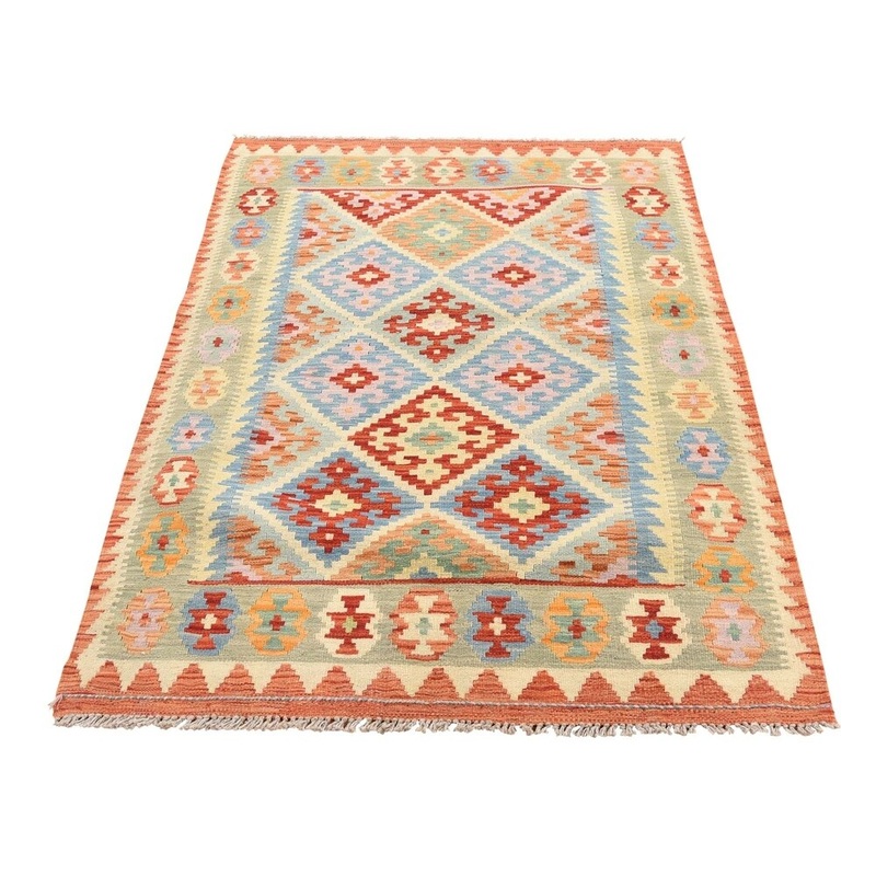 Shahbanu Rugs Colorful Afghan Kilim Veg Dyes Hand Woven Pure Wool Oriental Rug (3'5" x 5'0") - 3'5" x 5'0"