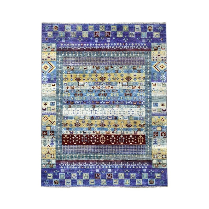 Shahbanu Rugs Colorful Kashkuli Gabbeh Pure Wool Hand-Knotted Oriental Rug (4'10" x 7'2") - 4'10" x 7'2" - 4'10" x 7'2"
