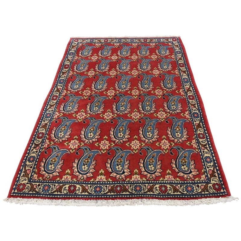 Shahbanu Rugs Hand-Knotted Persian Hamadan Paisley Design Pure Wool Rug (3'4" x 6'0") - 3'4" x 6'0"