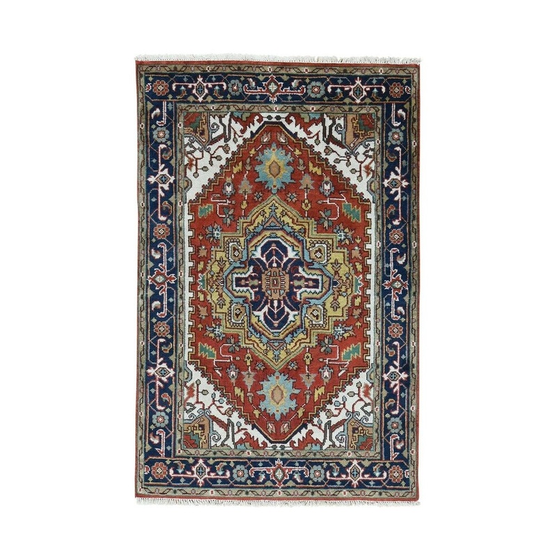 Shahbanu Rugs Hand-Knotted Serapi Heriz 100 Percent Wool Oriental Carpet (3'10" x 6'0") - 3'10" x 6'0"