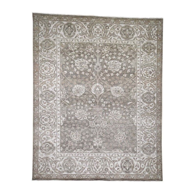 Shahbanu Rugs Hand-Knotted Turkish Knot Oushak Cropped Thin Pure Wool Oriental Rug (7'10" x 9'10") - 7'10" x 9'10"