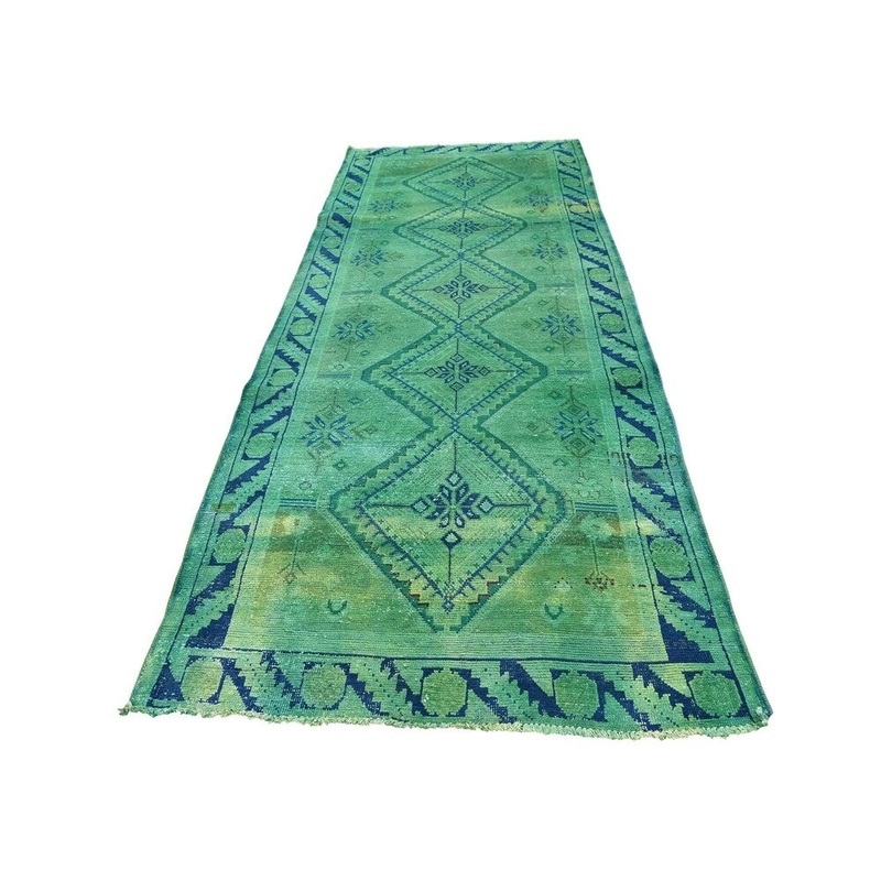 Shahbanu Rugs Hand Knotted Vintage Overdyed Persian Shiraz Wide Runner Rug (3'7" x 9'9") - 3'7" x 9'9"