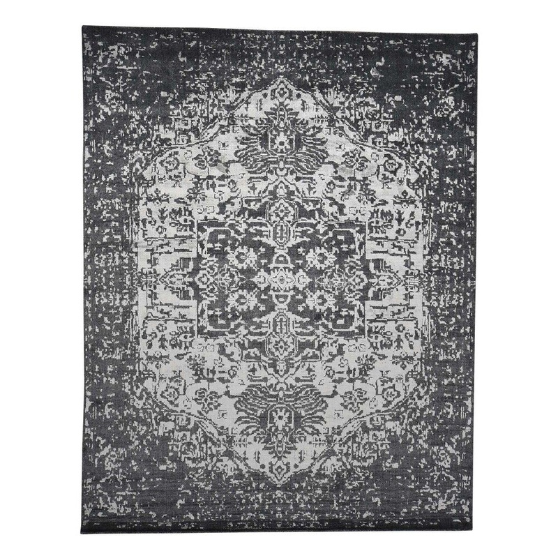 Shahbanu Rugs Hand Loomed with Heriz Design Wool and Silk Oriental Rug (8'0" x 10'2") - 8'0" x 10'2"