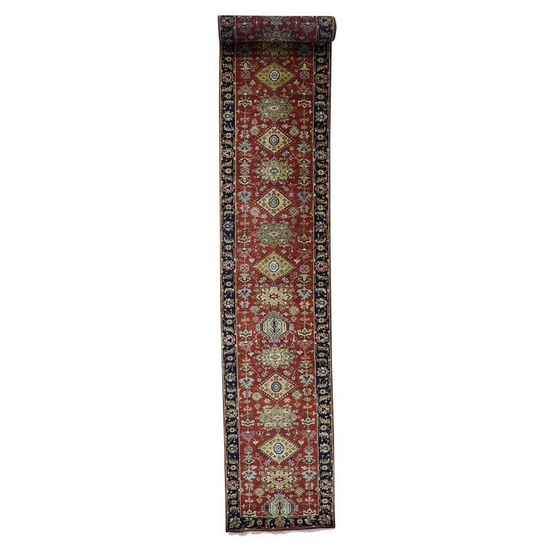 Shahbanu Rugs Tribal Design Karajeh XL Runner Hand-Knotted Oriental Rug (2'9" x 18'0") - 2'9" x 18'0"