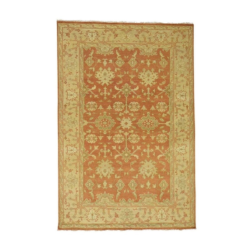 Shahbanu Rugs Turkish Knot Oushak Burnt Orange Hand Knotted Oriental Rug (5'7" x 8'5") - 5'7" x 8'5"