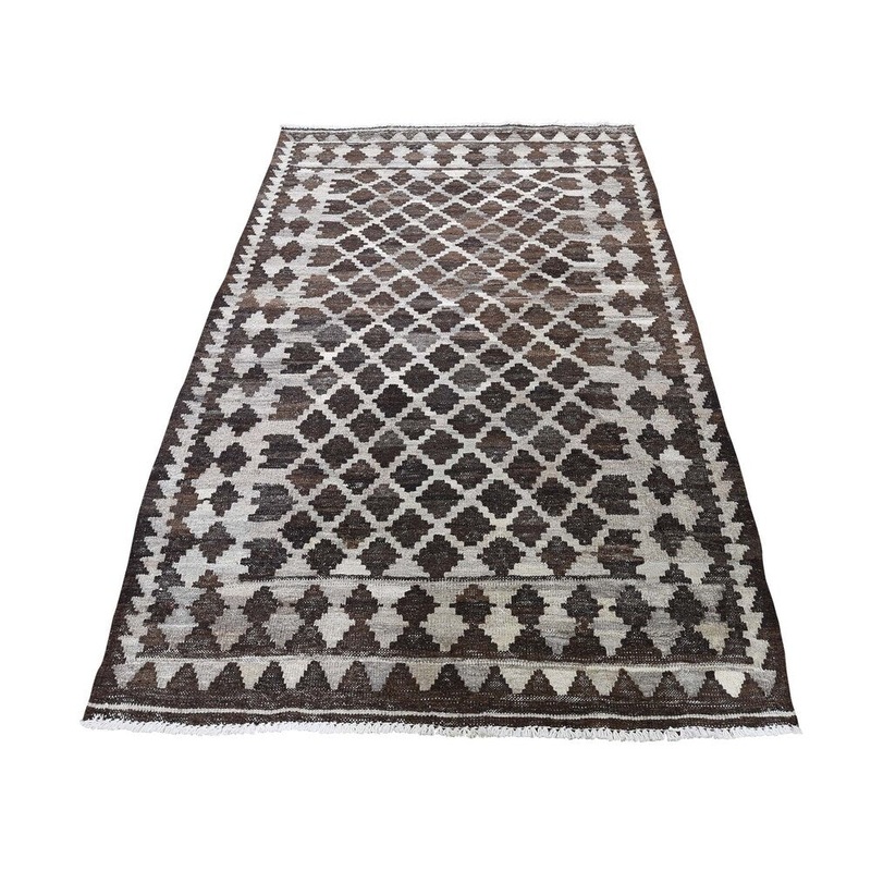 Shahbanu Rugs Undyed Natural Wool Afghan Kilim Reversible Hand Woven Oriental Rug (3'6" x 6'3") - 3'6" x 6'3"