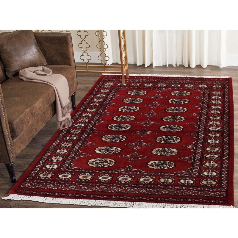 Shahbanu Rugs Hand-Knotted Mori Bokara Elephant Feet Design Pure Wool Oriental Rug (3'2" x 5'0") - 3'2" x 5'0"