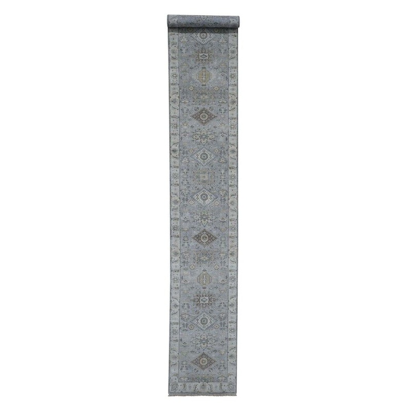Shahbanu Rugs Pure Wool Karajeh Design Hand-Knotted XL Runner Oriental Rug (2'6" x 15'10") - 2'6" x 15'10"