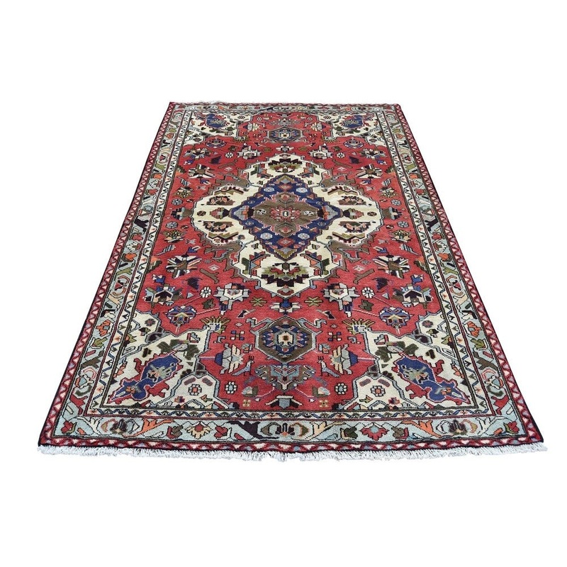 Shahbanu Rugs Pure Wool New Persian Hamadan Hand-Knotted Oriental Rug (4'3" x 6'8") - 4'3" x 6'8"