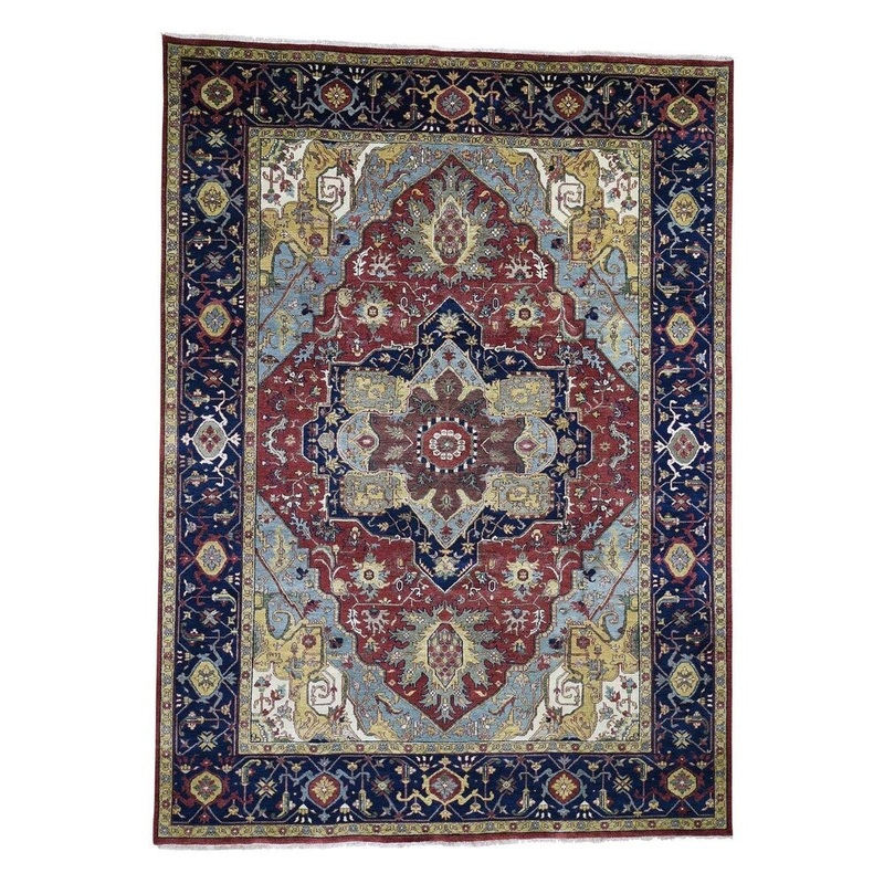 Shahbanu Rugs Red Heriz Revival Pure Wool Hand-Knotted Oriental Rug (8'10" x 12'2") - 8'10" x 12'2"