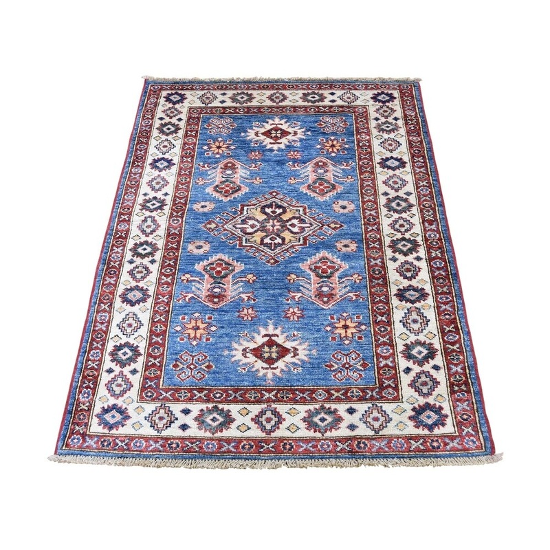 Shahbanu Rugs Super Kazak Pure Wool Geometric Design Hand-Knotted Oriental Rug (2'9" x 4'0") - 2'9" x 4'0"