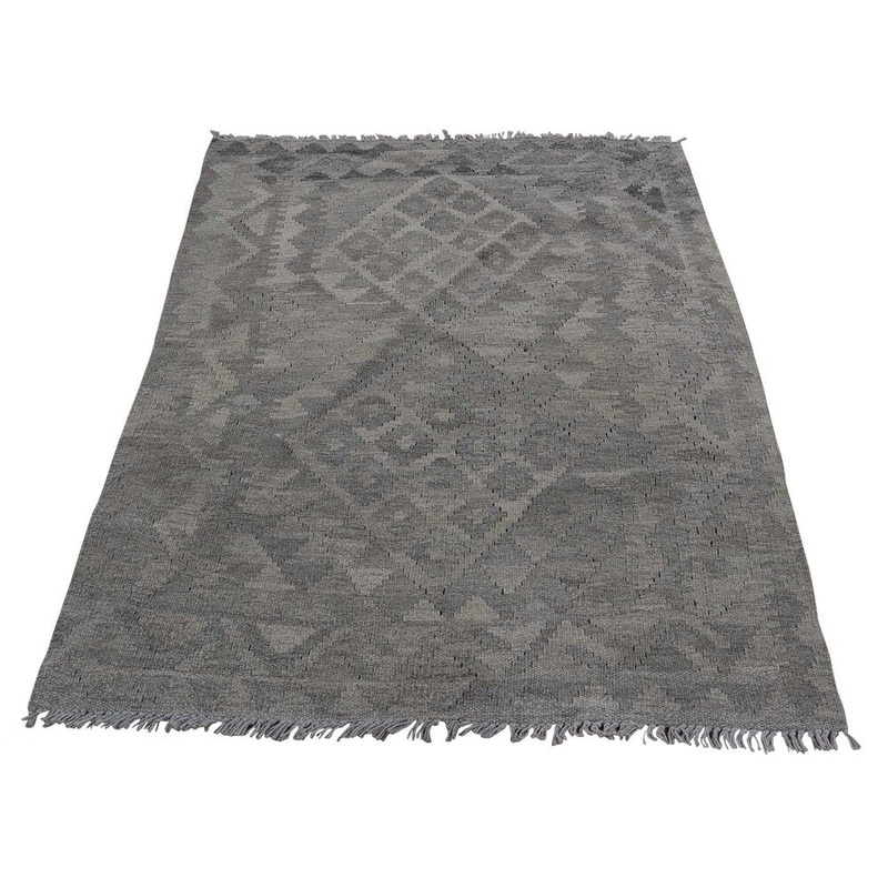 Shahbanu Rugs Undyed Natural Wool Afghan Kilim Reversible Hand Woven Oriental Rug (2'9" x 3'7") - 2'9" x 3'7"