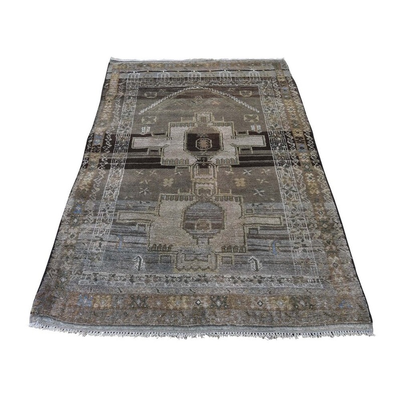 Shahbanu Rugs Vintage Afghan Baluch Hand-Knotted Pure Wool Oriental Rug (2'10" x 4'7") - 2'10" x 4'7"